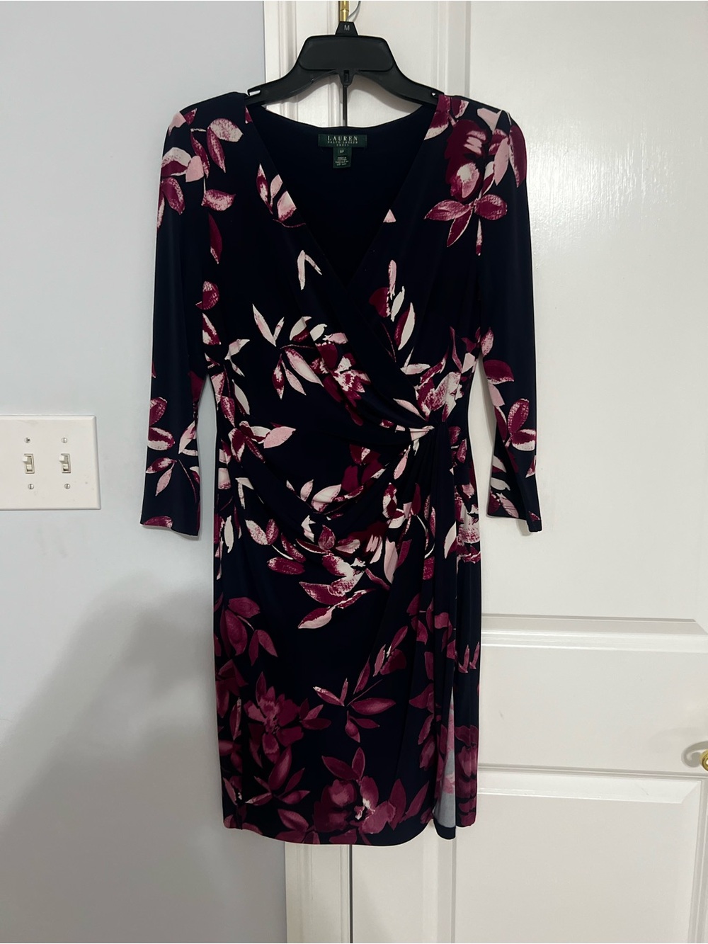 Lauren Ralph Lauren Navy Floral Wrap Dress - Pink Floral 8p